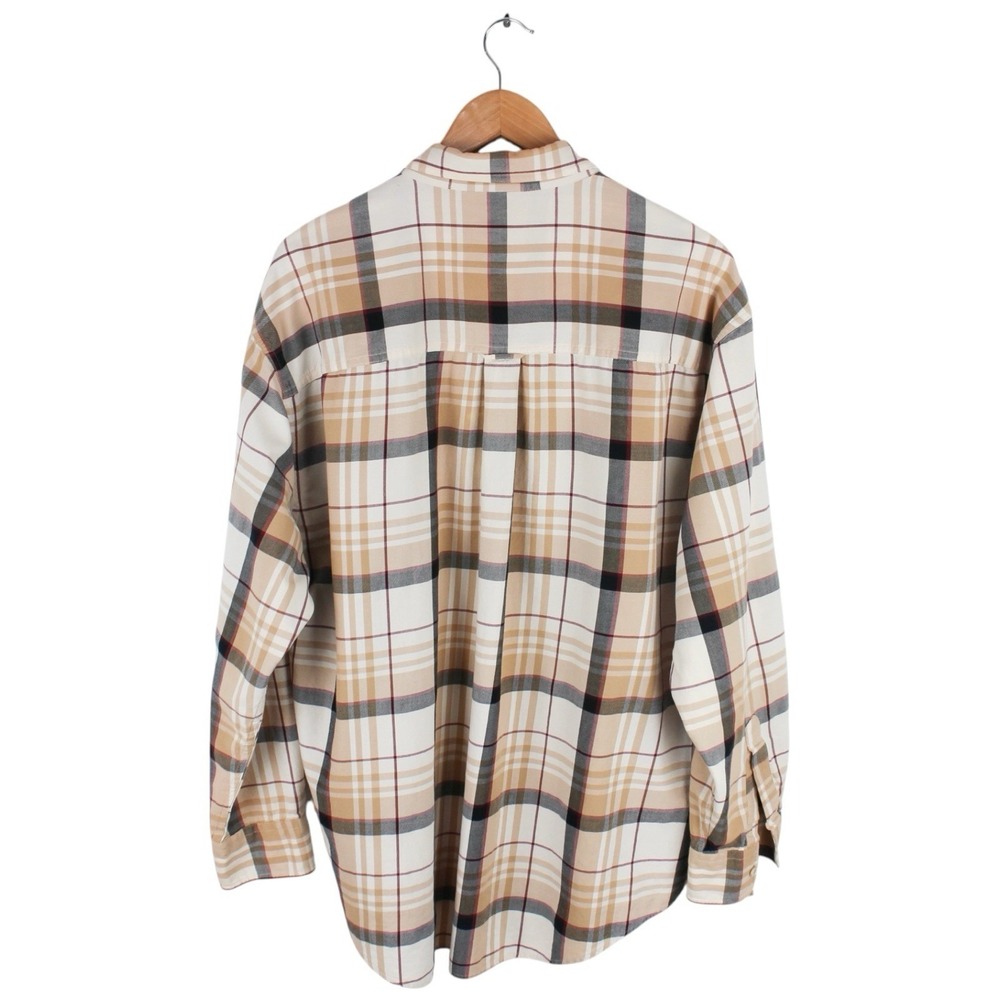 Vintage Chaps Ralph Lauren Plaid Button Up Shirt Beige XL Cotton Classic Fit - Picture 5 of 5